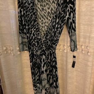 Animal Print Gray Wrap Dress